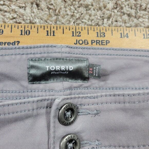 Torrid Jeans Womens 24 Gray Crop Aviator Skinny Stretch Twill Mid Rise Denim - Picture 3 of 8